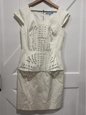 Antonio Melani Ivory Peplum Dress, Size 6